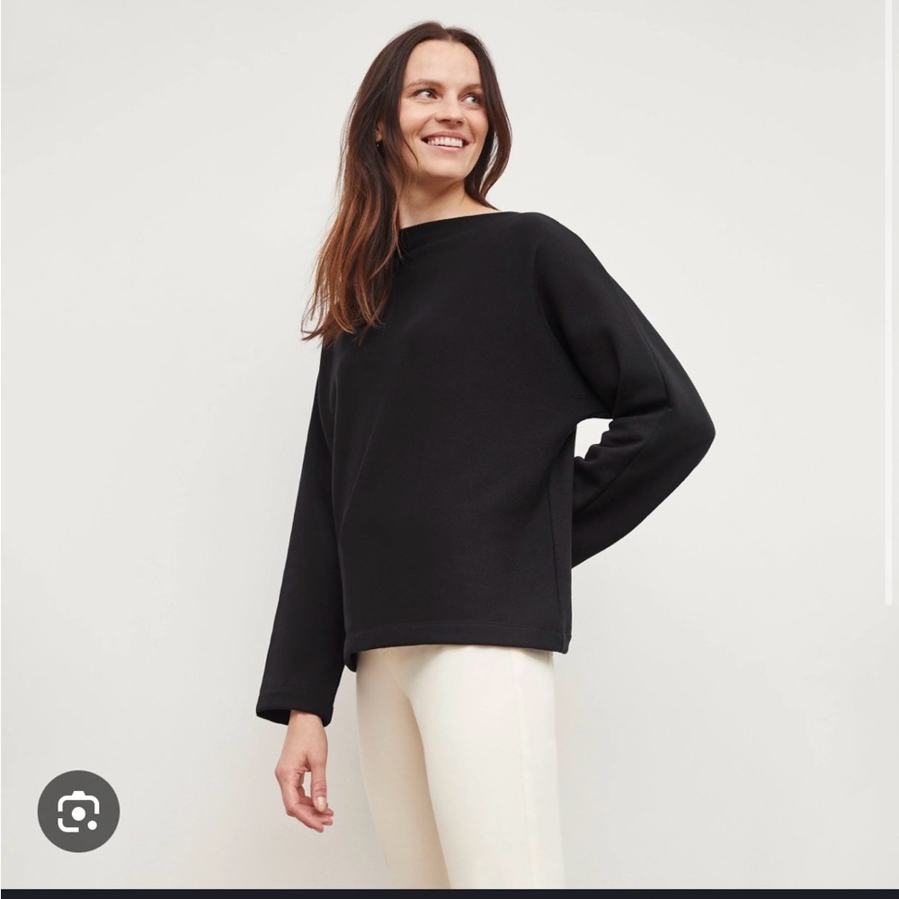 MM Lafleur Kristin boatneck French Terry pullover/sweatshirt in black, size M - Picture 2 of 8